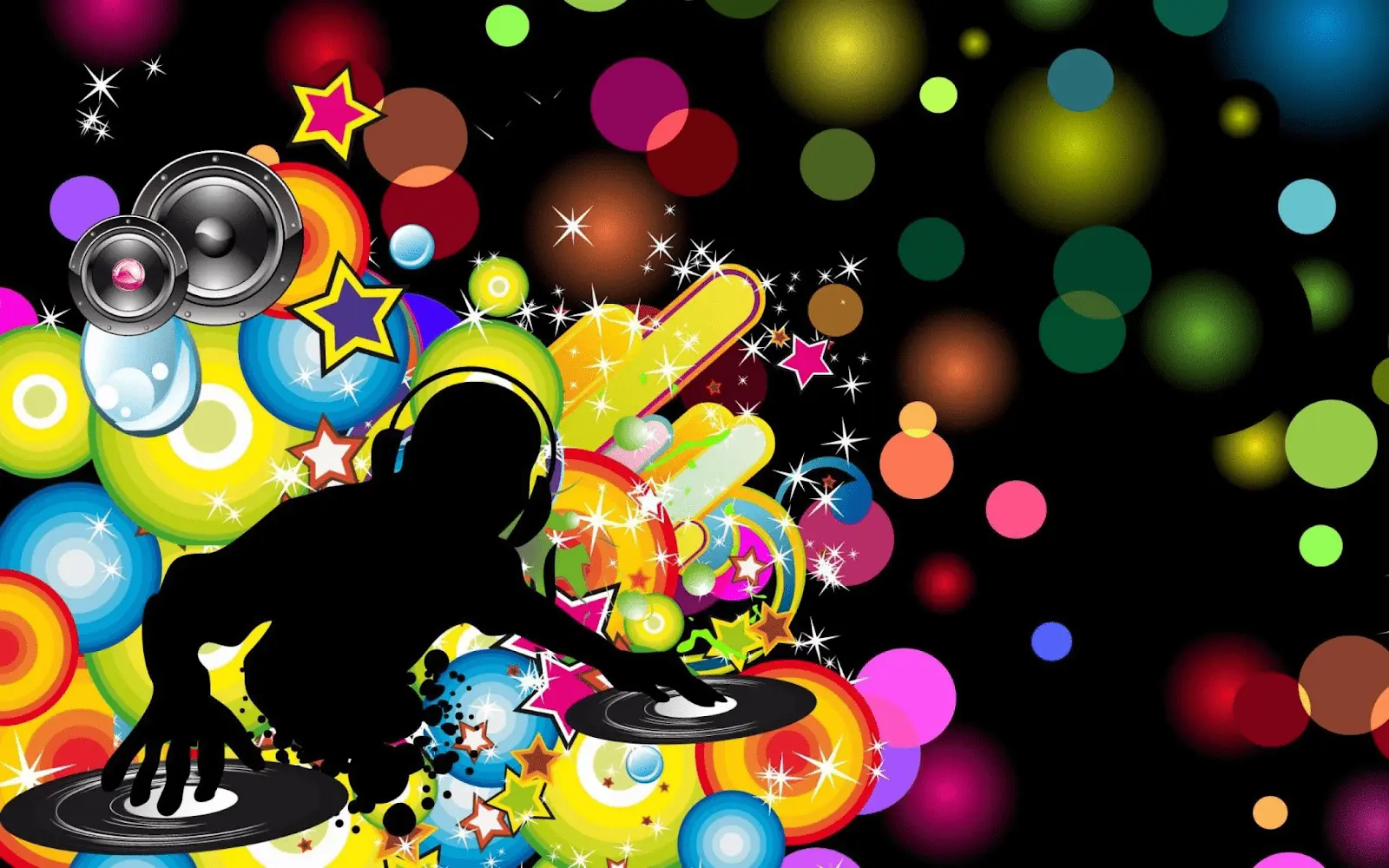 Ejemplo de diseño Funky Metro con elementos relacionados con la música y colores vibrantes